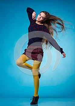 Teen girl with long straight hair