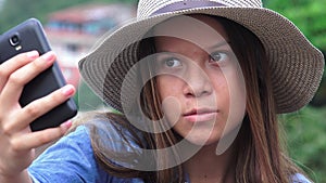 Teen Girl Making Goofy Funny Faces For Selfy