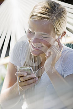 Teen girl with MP3 player