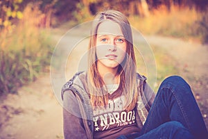 Teen girl near road