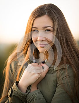 Teen girl Outside in Winter With Thick Coat