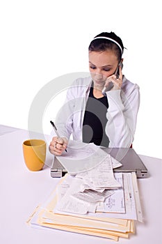 Teen Girl Paying Bills and Making a To Do List