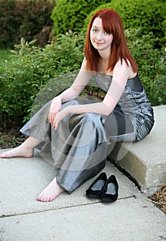 Teen girl in prom dress