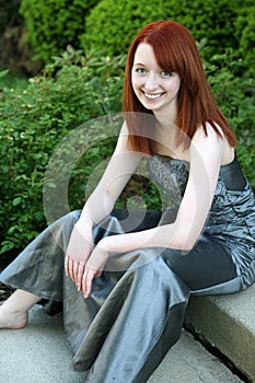 Teen girl in prom dress