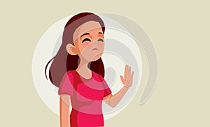 Teen Girl Saying No Vector Cartoon Illustration