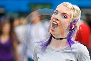 Teen girl screaming photo