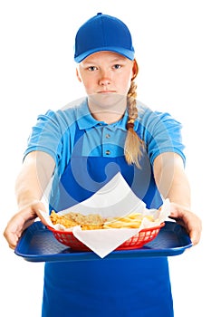 Teen Girl Serves Fast Food