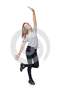 Teen girl showing thumb up sign