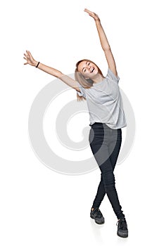 Teen girl showing thumb up sign