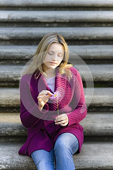 Teen Girl Sitting On Stairs