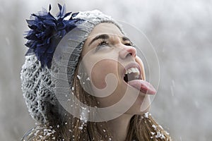 Teen girl in the snow