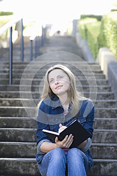 Teen Girl on Stairway