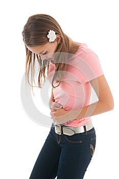 Teen girl with stomach ache