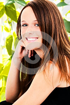 Teen Girl Teethy Smile Outside