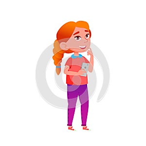 Teen Girl Using Mobile Phone For Chatting Vector