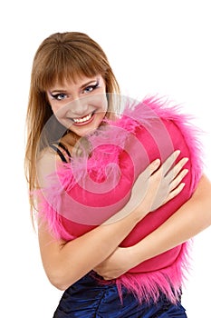 Teen girl with valentine pink heart