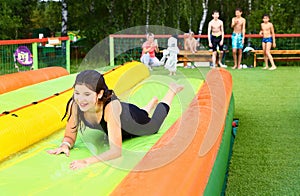 Teen girl in water park