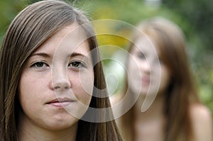 Teen girls outdoors