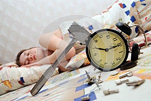 Teen has broken an alarm clock and sleep