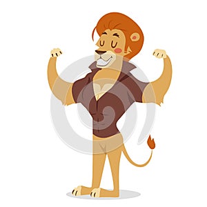 Teen lion power strong man illustration on white