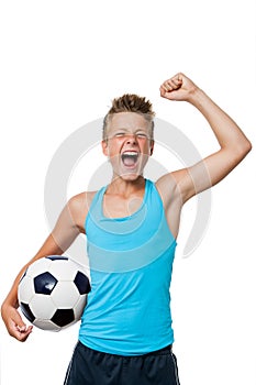 Teen soccer player with winning attitude.