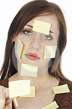 Teen with Sticky Notes