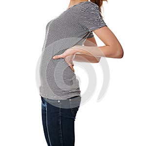 Teen student woman with back pain