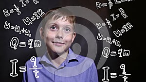 Teen thinks boy formula physics science scientist genius