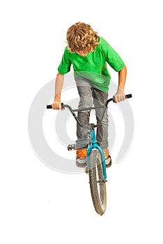 Teen trying a stunt on bike