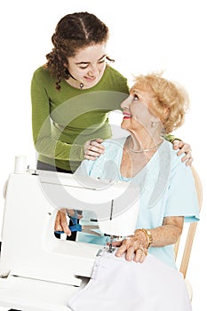 Teen Watches Grandma Sew