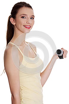 Teen woman doing fitness exercise