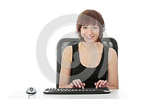 Teen woman using pc