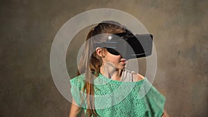 Teen young girl with VR headset