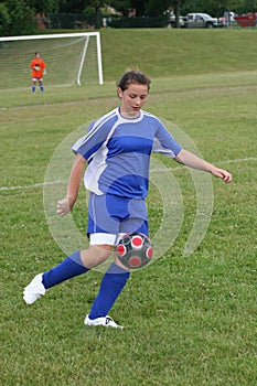 Teen Youth Soccer Action on Field