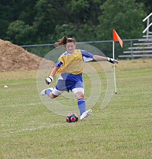 Teen Youth Soccer Goalie Action