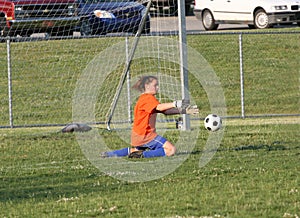 Teen Youth Soccer Goalie Action