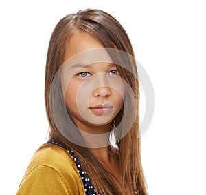 Teenage beauty. Studio shot of an attractive teenage girl isolated on white.