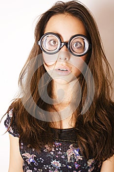 Teenage bookworm concept, cute young woman in glasses, lifestyle