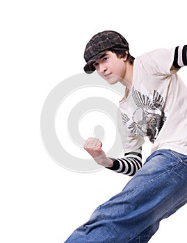 Teenage boy dancing Locking or Hip-hop photo
