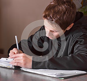 Teenage Boy Doing Homework