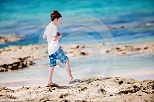Teenage boy enjoying beach view