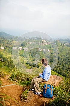 Teenage boy enjoying breathtaking views