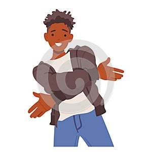 Teenage Boy Enthusiastically Gesticulating, His Expressive Hands And Face Conveying Excitement, Vector Illustration