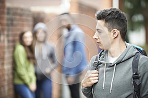 Teenage Boy Feeling Intimidated As He Walks Home