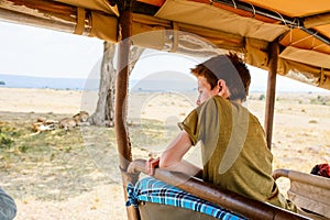 Teenage boy on game drive