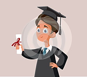 Teenage Boy Graduating School Vector Cartoon
