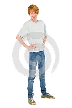 Teenage boy with hands on hips