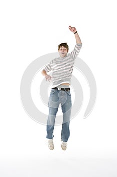 Teenage Boy Jumping In The Air