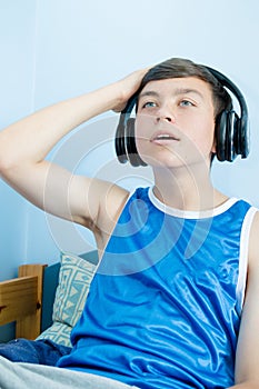 Teenage boy playing a video game