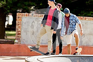 Teenage boy skateboarding outdoors